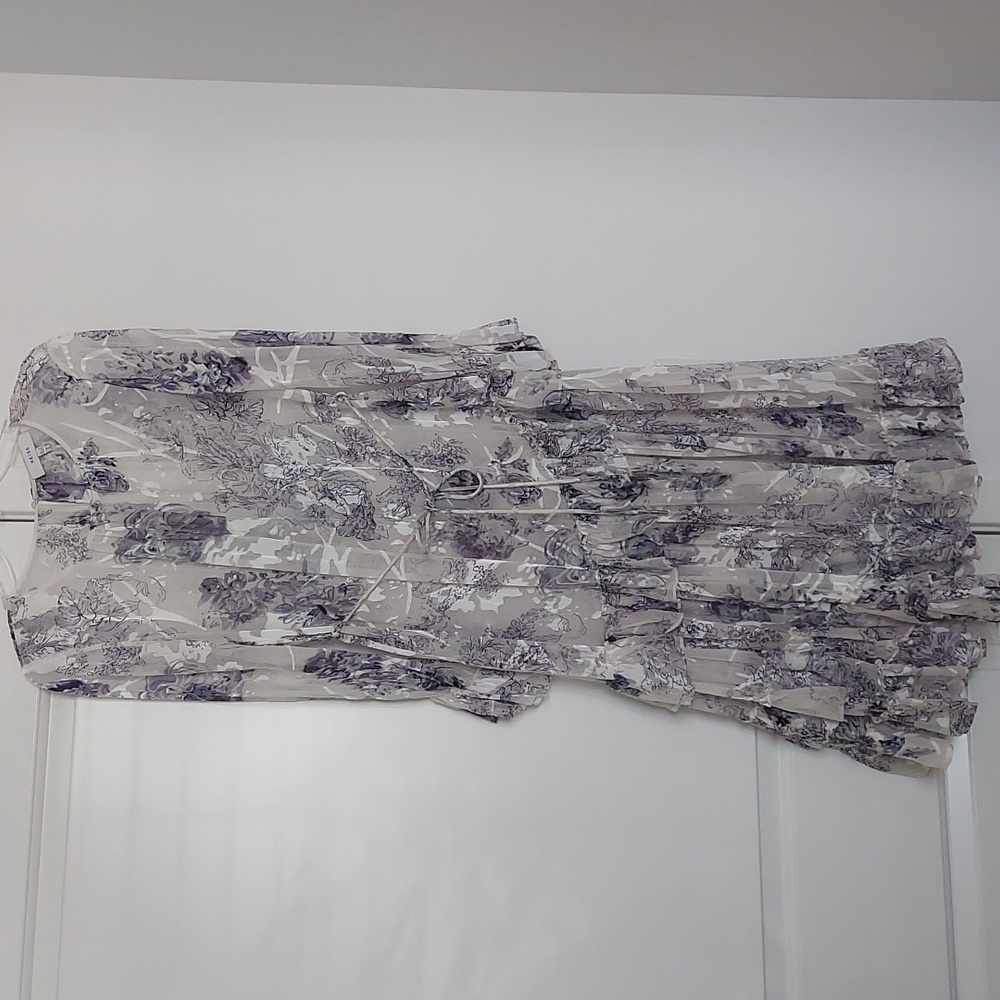 REISS Silk Sheer Long Sleeved Midi Dress -Used